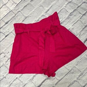 june & hudson Hot Pink High-Waist Tie-Waist Shorts